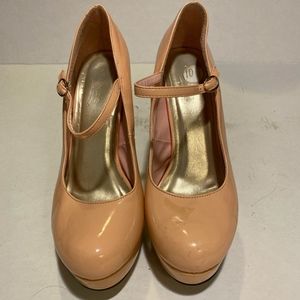 Glaze pink heels with strap, size 10